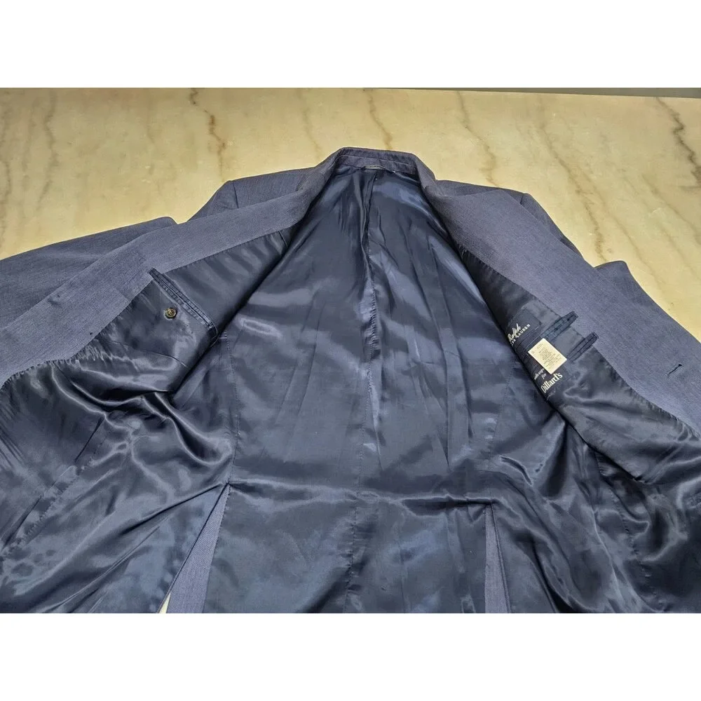Ralph Lauren Blue Silk Wool Blend Sport Coat Blazer Suit Jacket Men's 42L